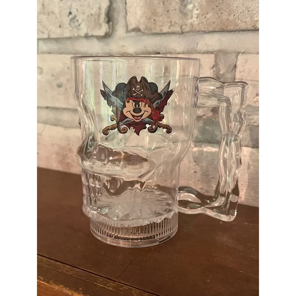 Disney Parks Pirates of the Caribbean Light-Up Plastic Skull Mug w Mickey Mouse